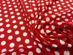 Polyester rouge à pois blanc léger extensible