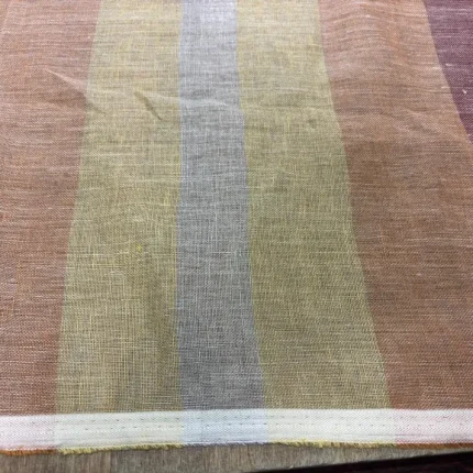 Voile de lin 100% rayé grande largeur 3 m – tons orange, jaune et terracotta