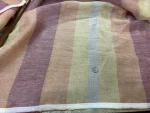 Voile de lin 100% rayé grande largeur 3 m – tons orange, jaune et terracotta