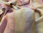 Voile de lin 100% rayé grande largeur 3 m – tons orange, jaune et terracotta
