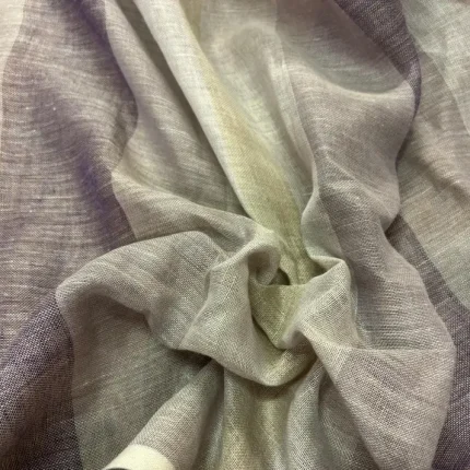 Voile de lin 3 m de large aux teintes grège, taupe et violine