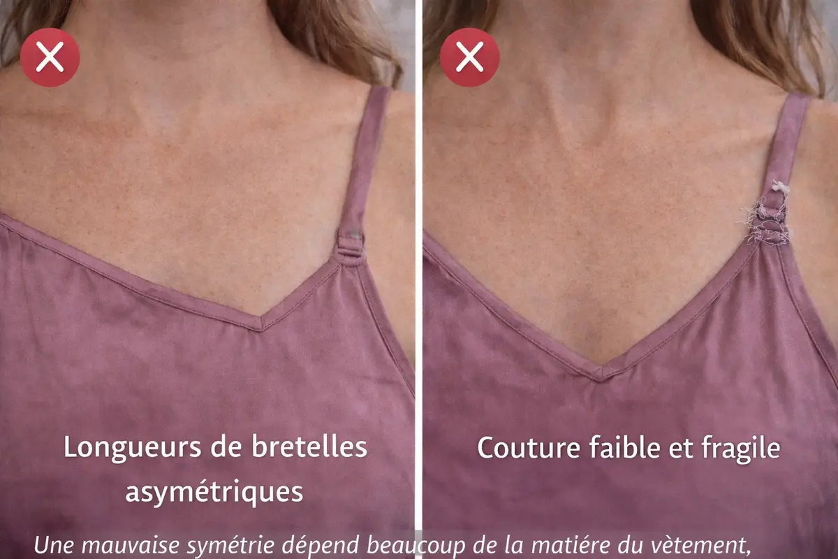 erreurs a eviter pour raccourcir des bretelles de robe mauvaise symetrie et couture fragile
