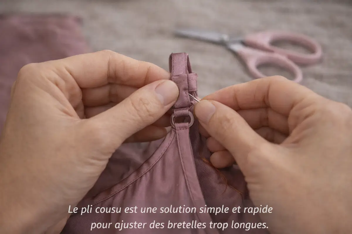 faire un pli discret sur une bretelle trop longue sans tout decoudre ajustement couture facile