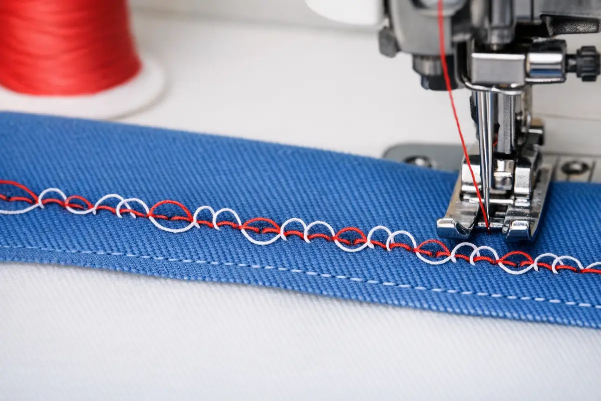 Tension trop faible du fil supérieur provoquant un fil de canette visible sur le dessus du tissu