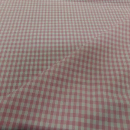 Tissu vichy coton blanc rose – carreaux 5 mm, léger et intemporel 130 g m²