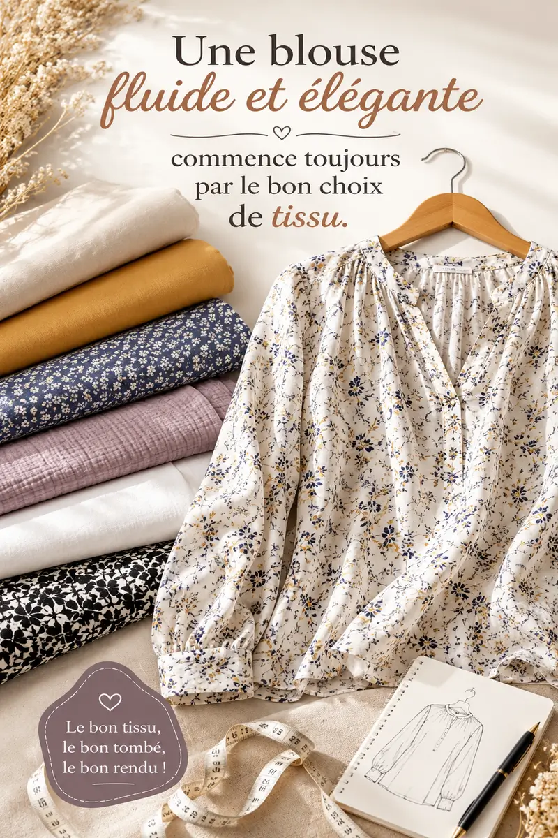 Blouse fluide et élégante femme en viscose popeline voile de coton et double gaze