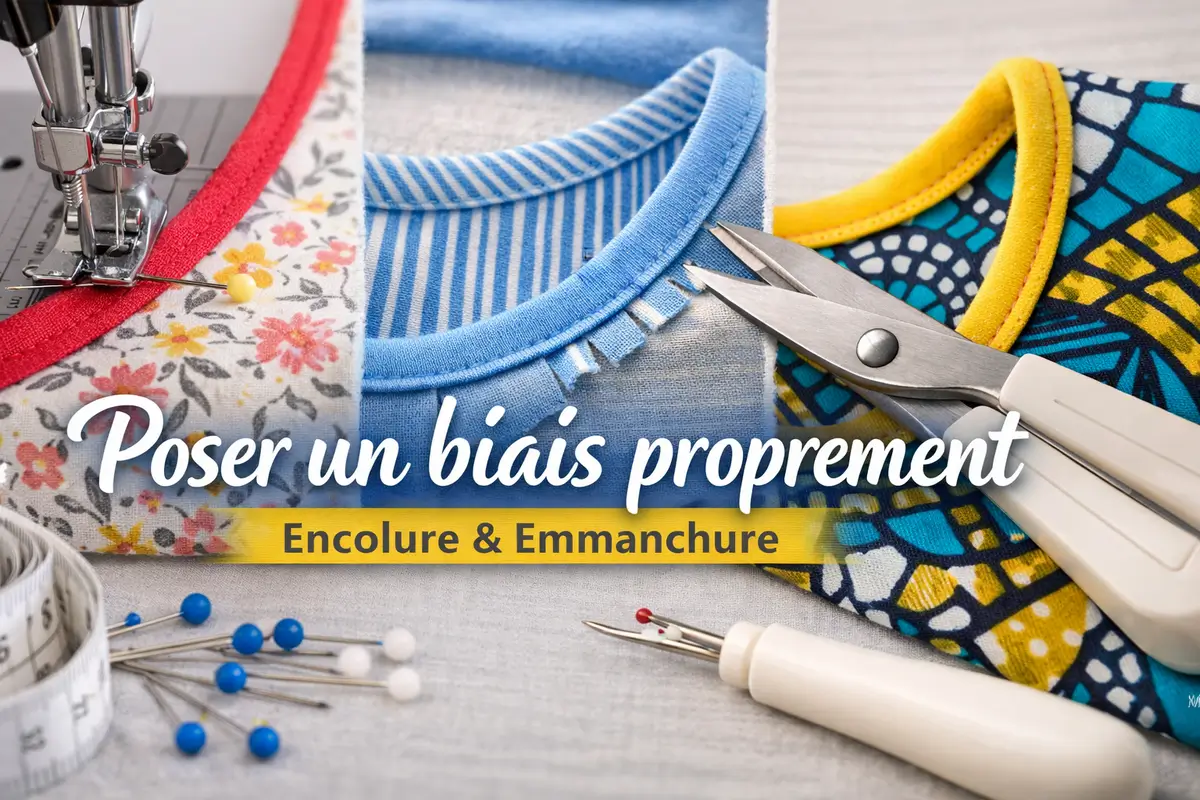 poser un biais propre encolure emmanchure couture tutoriel finition biais vêtement