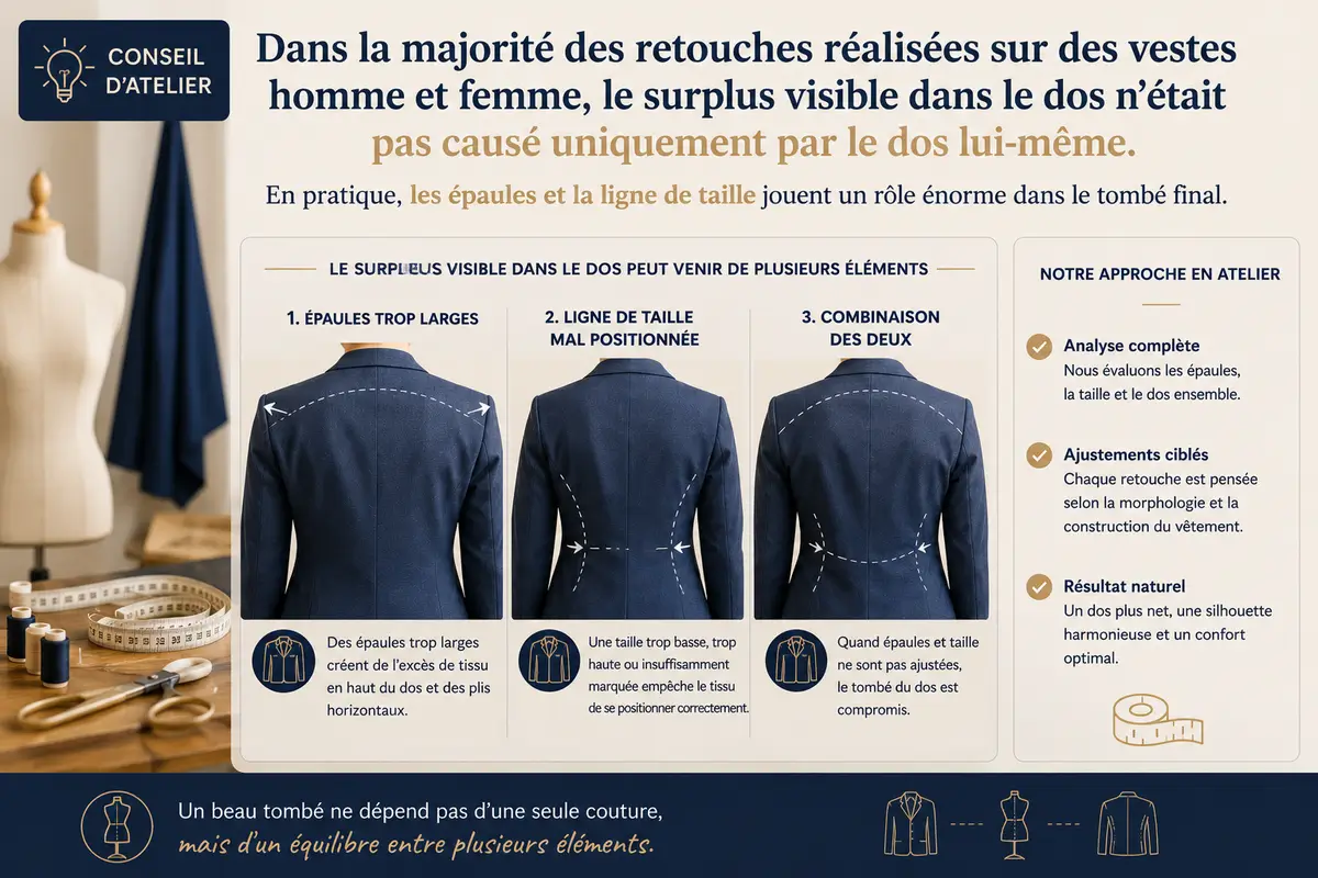Essayage atelier pour comprendre l’origine des plis dans le dos d’une veste ou d’un blazer
