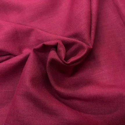Toile coton et lin bordeaux 240 g/m² en 140 cm : tissu naturel avec belle tenue idéal pour ameublement, décoration et vêtements.