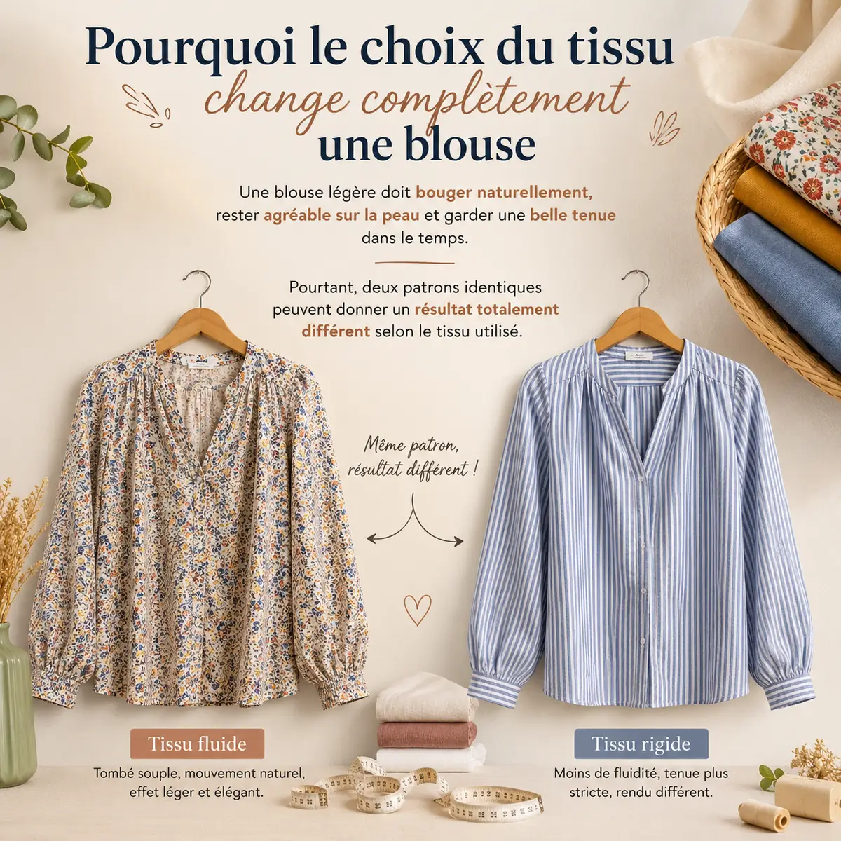 Pourquoi le choix du tissu change complètement une blouse femme