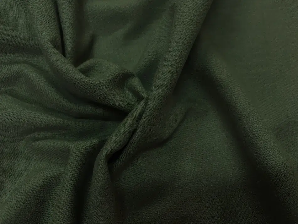Toile coton lin vert bouteille pour veste légère ou robe structurée femme ronde