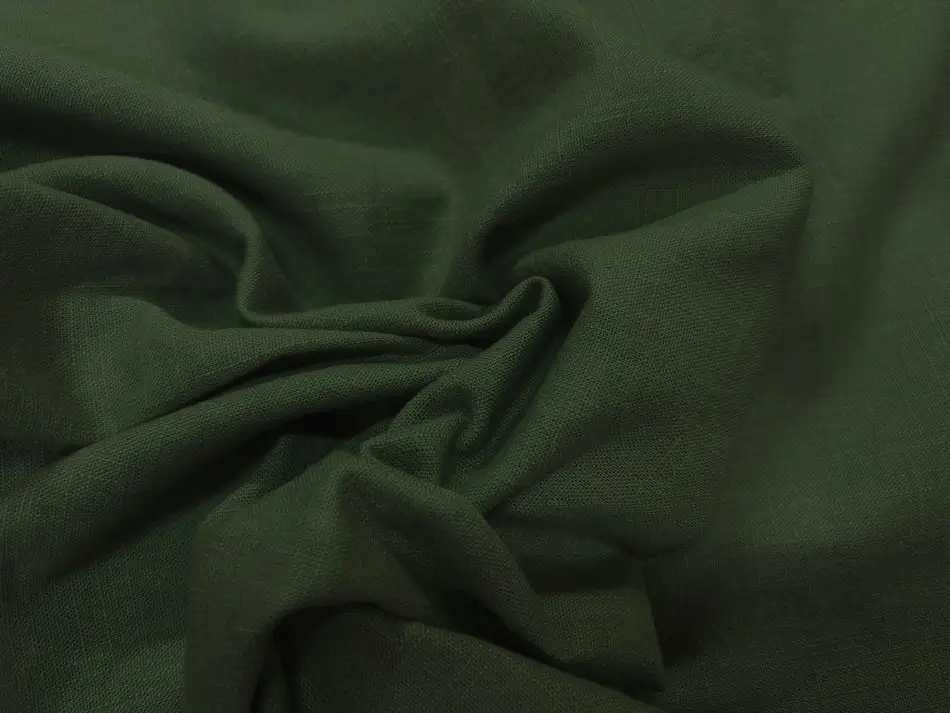 Toile coton et lin vert bouteille au mètre – tissu naturel et résistant 240 g m²