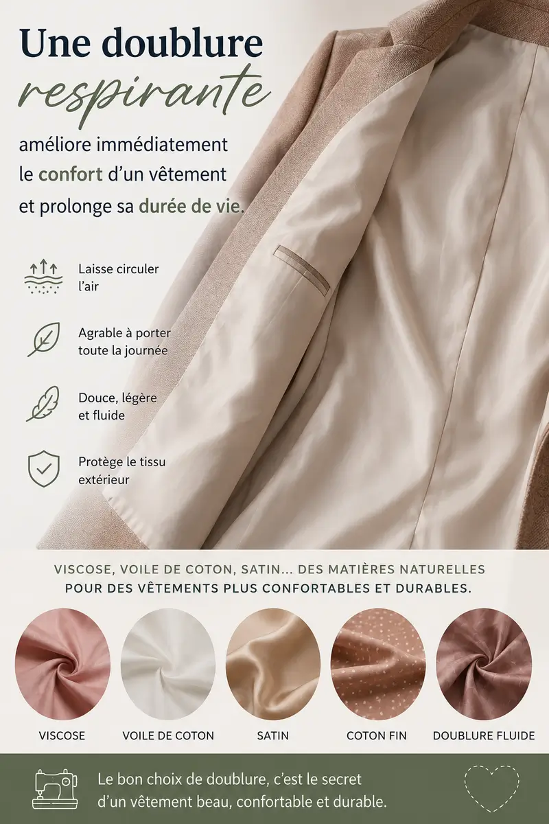 Tissu pour doublure respirante en viscose fluide pour veste manteau et robe confortable