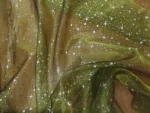 Organza Vert Bouteille Imprimé Étoile du Berger Dorée Métallisée
